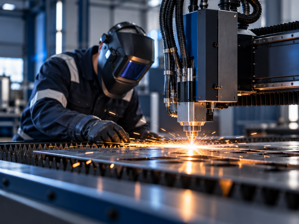 Proceso de tecnología láser sobre metal.